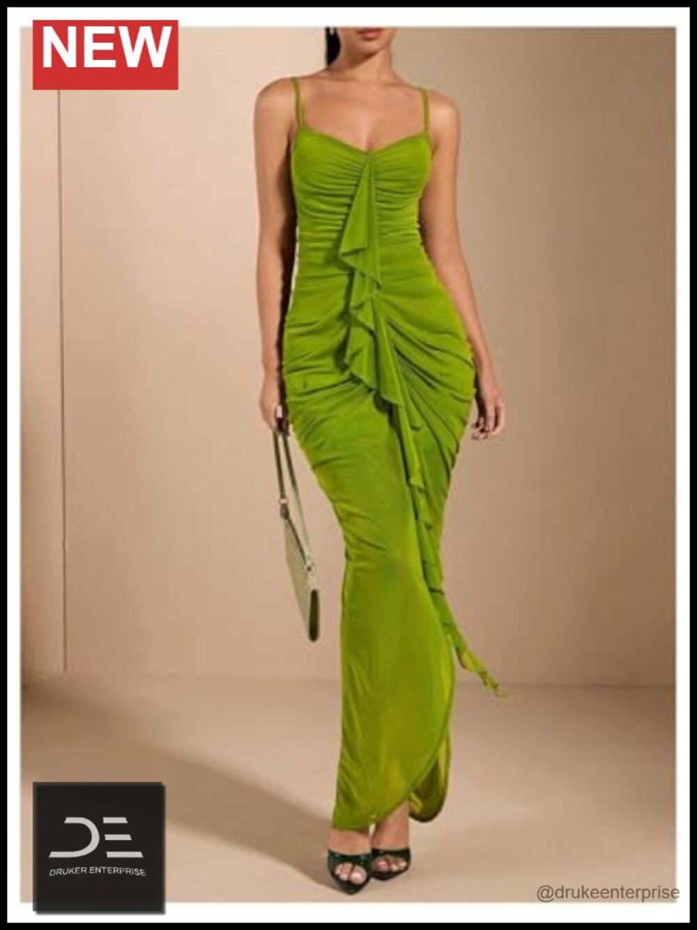 Floerns Ruffle Ruched Cami Maxi Dress Bodycon Cocktail - Picture 2 of 3
